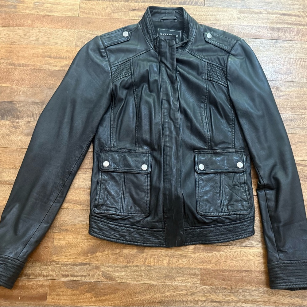 Lucky Brand Black Leather Jacket Small